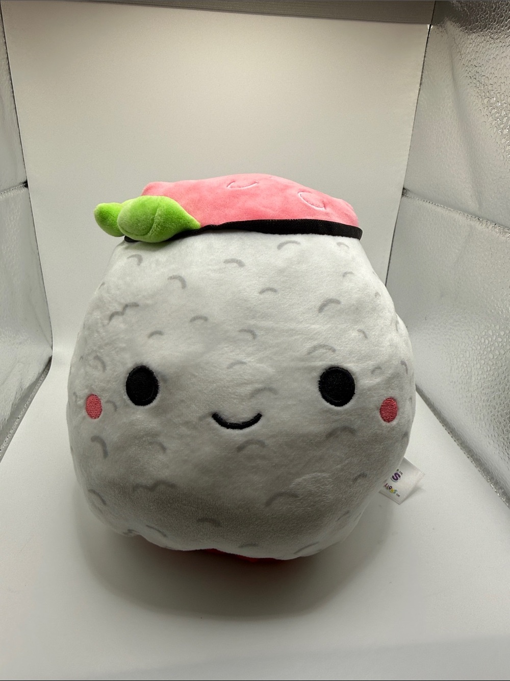 Squishmallows White Sushi 6”  Plush with Pink Top and Green Leaf Reverse Ramen